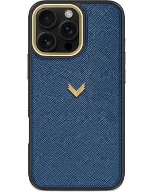 Velante Saffiano Leather Iphone 16 Pro Max Phone Case - Blue