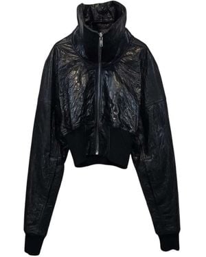 Rick Owens Draculight Tunnel-Neck Cropped Jacket - Black