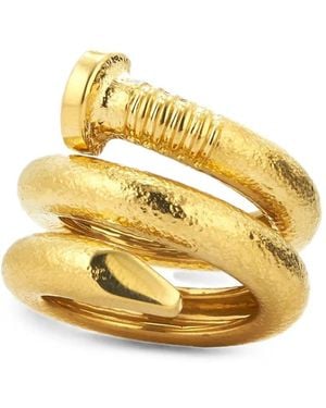 David Webb Tool Chest Hammered Nail Ring - Metallic