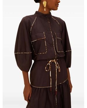 FARM Rio Tie-Waist Shirt Midi Dress - Red