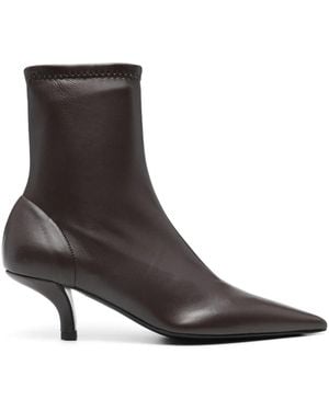 TOTEME Leather Heel Boots - Brown