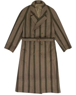 Aimé Leon Dore Double-Breasted Striped Wool Coat - Green