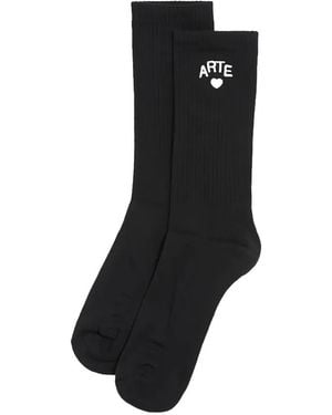 Arte' Logo-Embroidered Ribbed Socks - Black