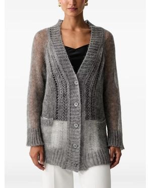 Ermanno Scervino Open-Knit Button-Down Cardigan - Gray