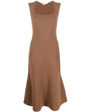 Stella McCartney Square-Neck Sleeveless Flared Dress - Brown