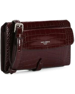 Dolce & Gabbana Bandolera Mini De Piel De Caimán - Morado