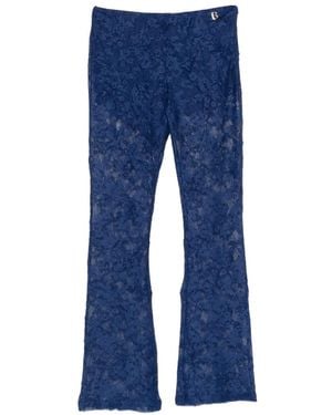 Blugirl Blumarine Lace Logo-Plaque Flared Pants - Blue