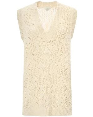 Malo Open-Knit V-Neck Vest - White