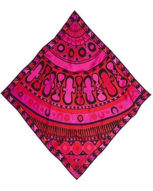 PUCCI Soleil-Print Silk Carrè Scarf - Pink