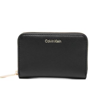 Calvin Klein Medium Foil-Logo Zip-Around Wallet - Black