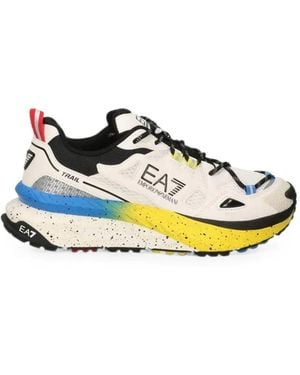 EA7 Paneled Logo-Print Sneakers - Blue