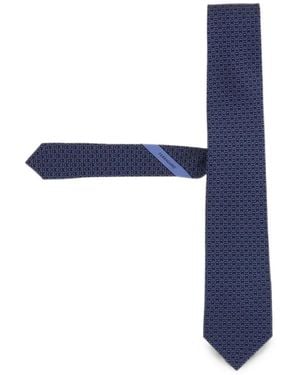 Ferragamo Gancini-Pattern Silk Tie - Blue
