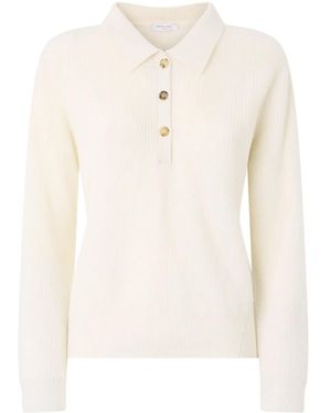 Boglioli Ribbed-Knit Cashmere Polo Top - Natural