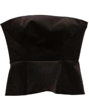 P.A.R.O.S.H. Velvet Peplum Top - Black
