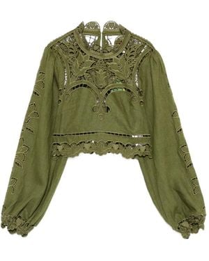 FARM Rio Majestic Garden Richelieu Blouse - Green