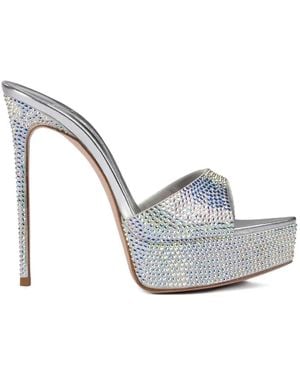 Le Silla Uma Crystal-Embellished Platform Sandals - White