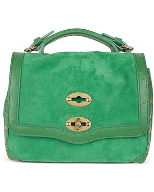 Zanellato Baby Postina Leather-Trim Suede Tote Bag - Green