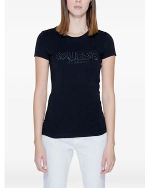 Guess Sangallo Rhinestone-Embellished T-Shirt - Blue