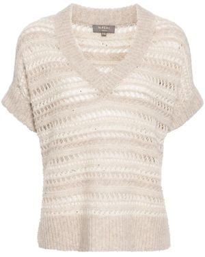 N.Peal Cashmere Oberteil Mit V-Ausschnitt - Natur