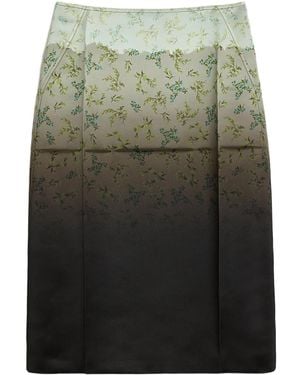 Jil Sander Gradient Floral-Printed Midi Skirt - Green
