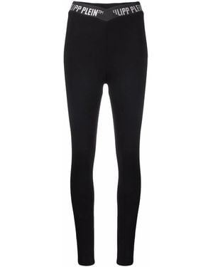 Philipp Plein Logo-Embellished Leggings - Black
