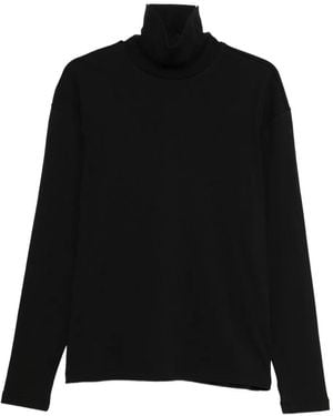 Amomento High-Neck Cotton T-Shirt - Black