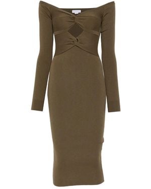 Stella McCartney Ribbed Twisted Wool Midi Dress - Green