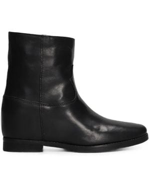 Julie Dee Western-Style Leather Ankle Boots - Black