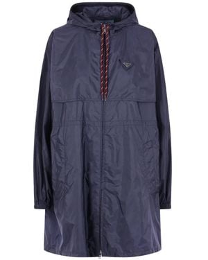 Prada Re-Nylon Parka Coat - Blue