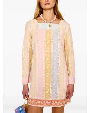 RIXO London Joane Floral Square-Neck Mini Dress - Natural