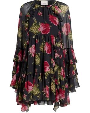 Cinq À Sept Emelia Ruffled Baroque-Roses Mini Dress - Black