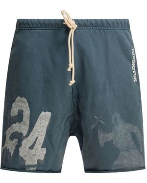 RRR123 Graphic-Print Track Shorts - Blue