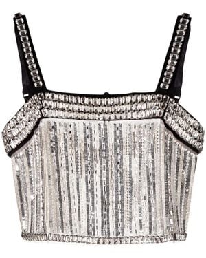 Elisabetta Franchi ビジュートリム タンクトップ - グレー