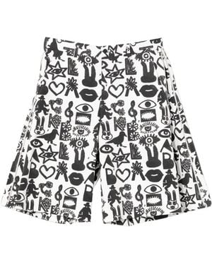 COMME DES GARÇON BLACK Graphic-Print Zip Shorts - White