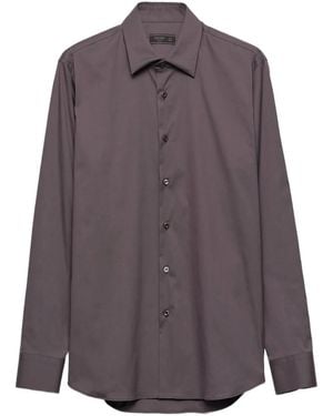 Prada Classic-Collar Cotton Shirt - Purple