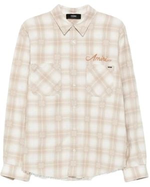 Amiri Bandana-Patch Plaid Shirt - Natural