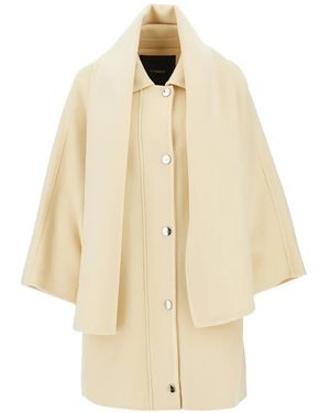 Pinko Scarf-Detail Cape Coat - Natural