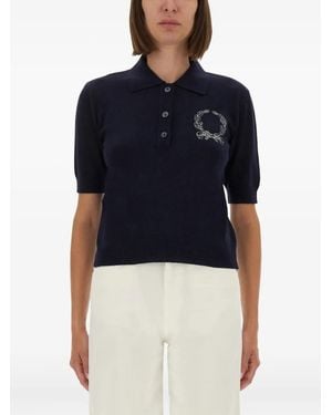 Moschino Short-Sleeve Wool Polo Shirt - Blue
