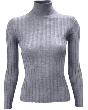 LA ROSE Turtleneck Ribbed Jumper - Blue
