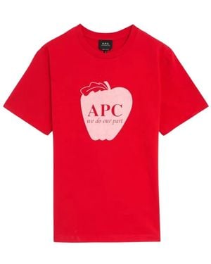 A.P.C. Graphic-Print T-Shirt - Red