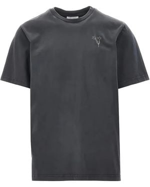Forét Bouquet Embroidered-Detail Washed-Effect T-Shirt - Grey