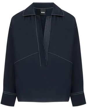 BOSS Contrast-Stitching Blouse - Blue