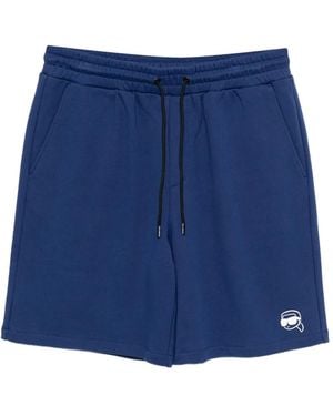 Karl Lagerfeld Shorts Con Logo Ricamato - Blu