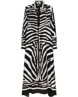 Dolce & Gabbana Zebra-Print Crepe-De-Chine Kaftan - Black