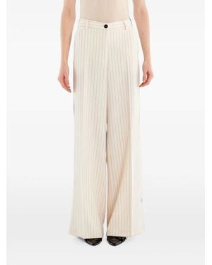 ViCOLO Pinstripe-Pattern Wide-Leg Trousers - White
