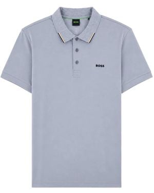 BOSS GREEN HUGO BOSS Monogram-Pattern Polo Shirt - Blue