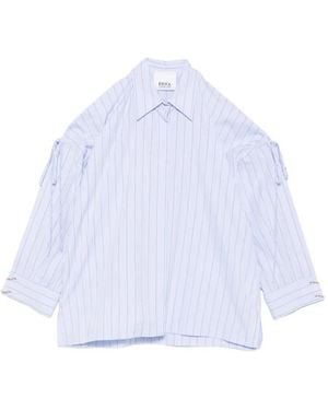 Erika Cavallini Semi Couture Pinstripe Cold-Shoulder Shirt - White