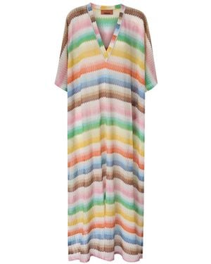 Missoni V-Ausschnitt-Strandkleid Mit Zickzackmotiv - Weiß