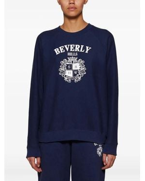 Sporty & Rich Beverly Hills Sweater Met Ronde Hals En Wapenschild - Blauw