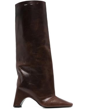 Coperni Brown 'bridget' High Boots In Leather - White